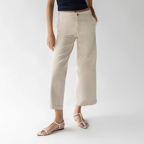 NWT Oak + Fort Cropped Twill Wide Leg Pant Pink XS - Picture 4 of 5